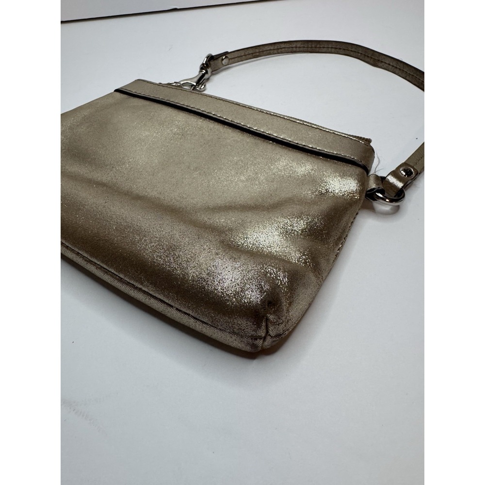 Coach Wristlet Metallic Gold Pleated Leather 43431 Wristlet Clutch - Picture 7 of 12